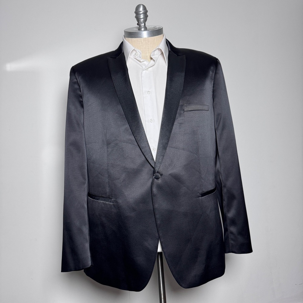 INC‎ International Concepts Mens Black Satin Tuxedo Blazer Slim Fit 3XL 50R